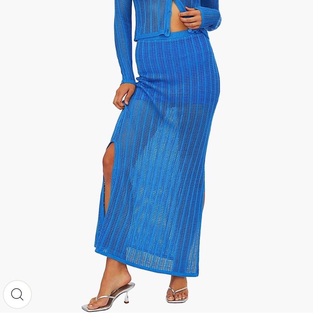 NWT BEACH RIOT Ivana Knit Pencil Maxi Skirt in Harbour Blue